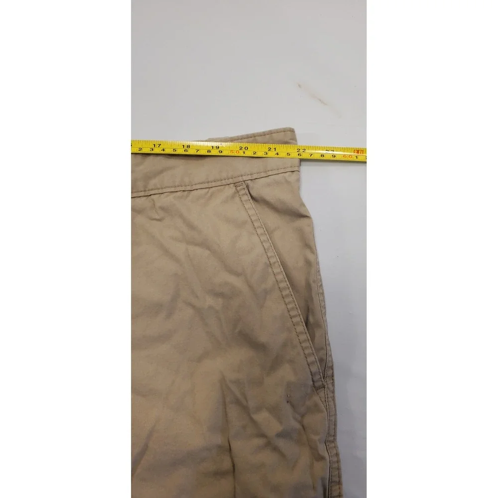 Magellan Outdoors Mens Khaki Chino Shorts Size 42 Brown Cotton Twill Flat Front